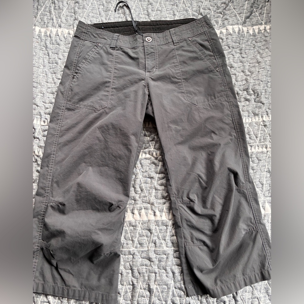 Kuhl Pants Size 10 Womens Capris Adjustable Drawstring Waist Gray Outdoor Rec